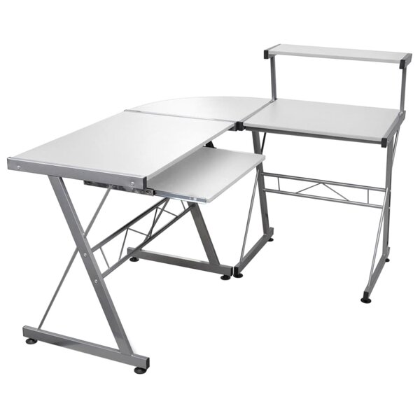 Hoekbureau 132x112x99 cm bewerkt hout wit