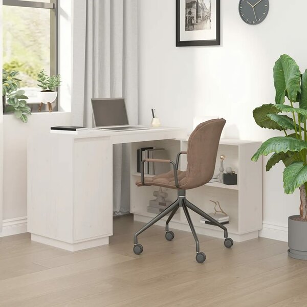 Bureau 110X50X75 Cm Massief Grenenhout Wit