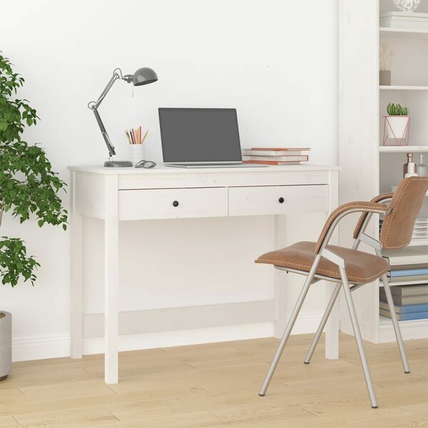 Bureau met lades 100x50x78 cm massief grenenhout wit