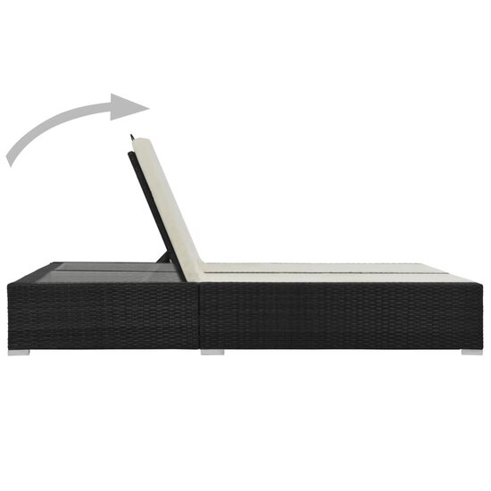 Ligbed Tweepersoons Poly Rattan Zwart