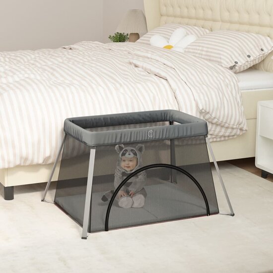 Babybox Met Matras Linnen Donkergrijs