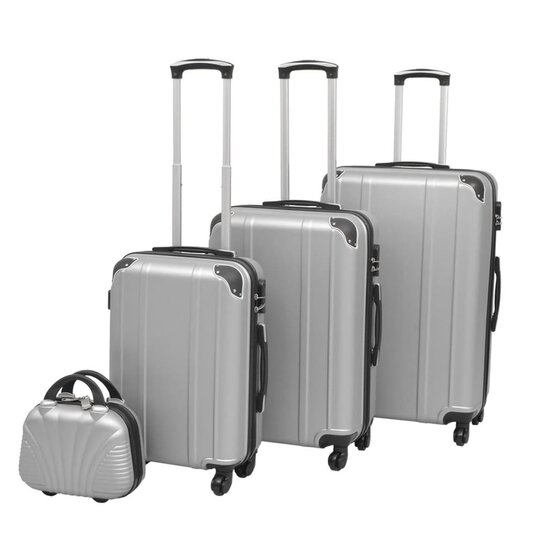 Harde Rolkoffer Set 4-Dlg Zilver