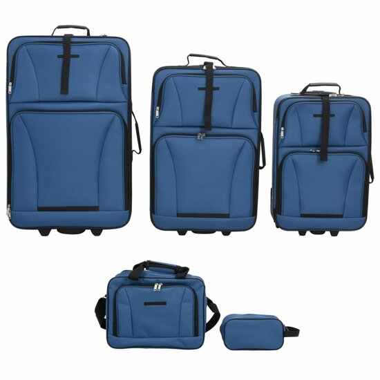 5-Delige Kofferset Stof Blauw