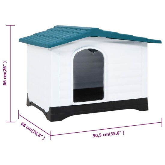 Hondenhok 90,5X68X66 Cm Polypropeen Blauw