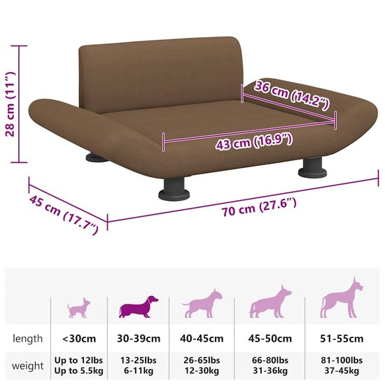 Hondenmand 70X45X28 Cm Bruin Stof