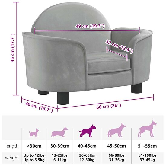 Hondenmand 66X40X45 Cm Fluweel Lichtgrijs