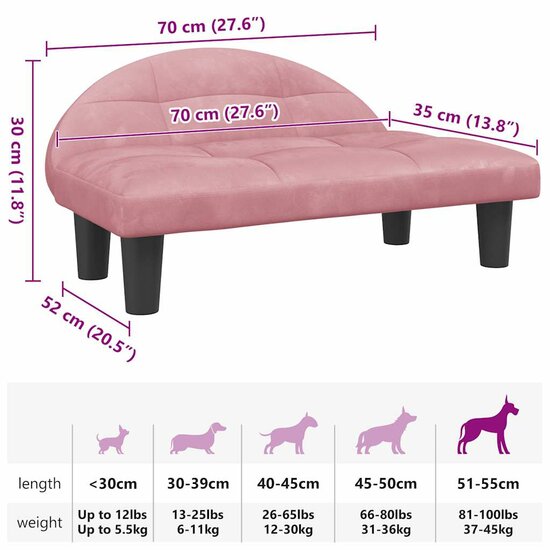 Hondenmand 70X52X30 Cm Roze Fluweel