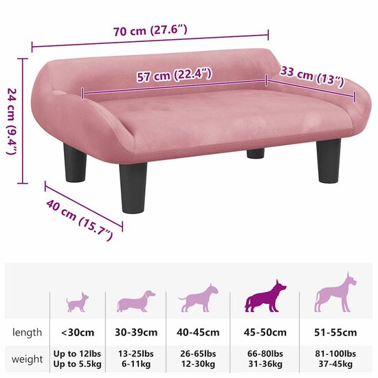 Hondenmand 70X40X24 Cm Roze Fluweel