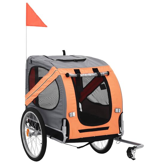 Hondenfietstrailer Oranje en grijs
