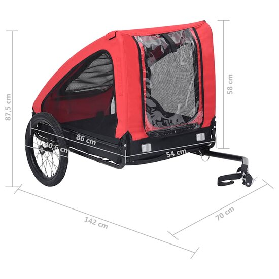 Hondenfietstrailer Rood en zwart