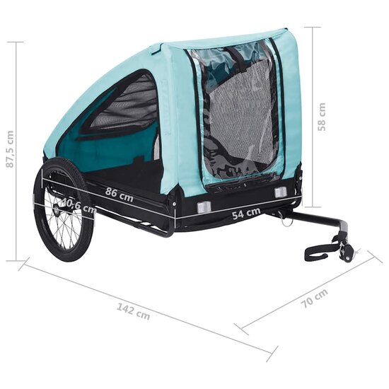 Hondenfietstrailer Blauw en zwart