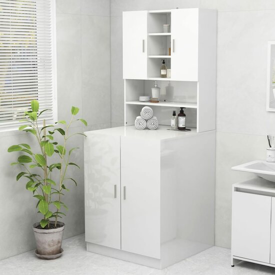 Wasmachinekast 70,5X25,5X90 Cm Hoogglans wit