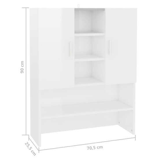 Wasmachinekast 70,5X25,5X90 Cm Hoogglans wit