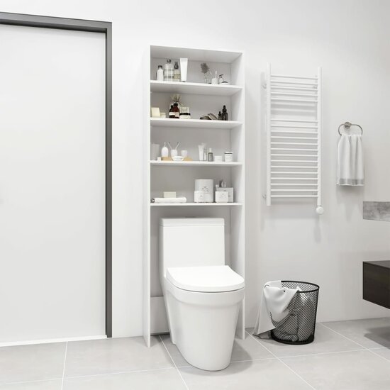 Wasmachinekast 64x24x190 cm wit