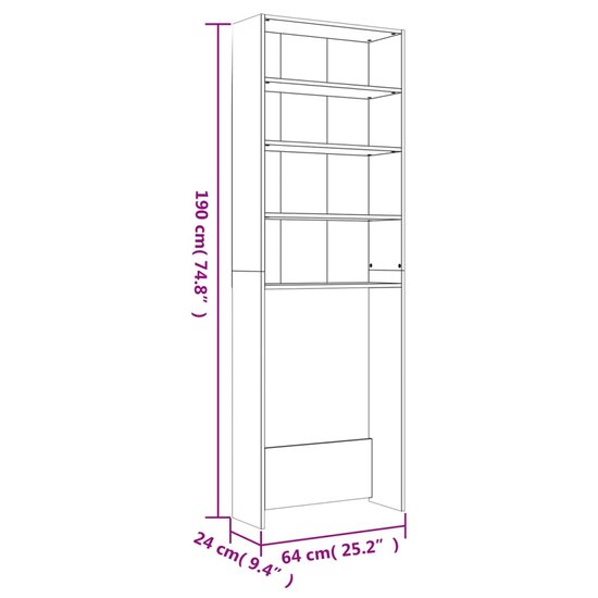 Wasmachinekast 64X24X190 Cm Betongrijs