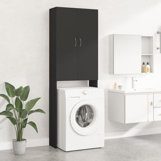 Wasmachinekast 64X25,5X190 Cm Zwart