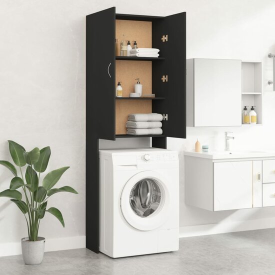 Wasmachinekast 64X25,5X190 Cm Zwart