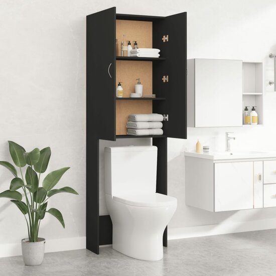Wasmachinekast 64X25,5X190 Cm Zwart
