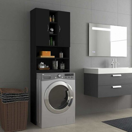 Wasmachinekast 64X25,5X190 Cm Zwart