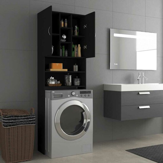 Wasmachinekast 64X25,5X190 Cm Zwart