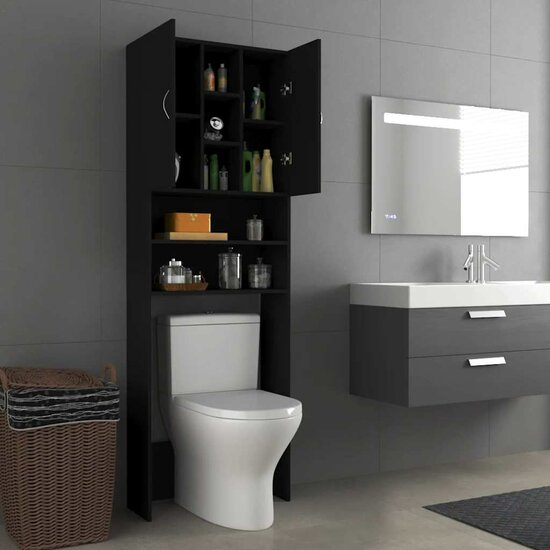 Wasmachinekast 64X25,5X190 Cm Zwart