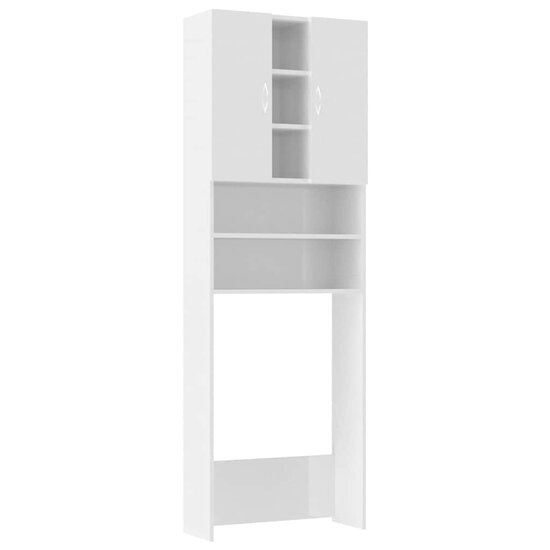 Wasmachinekast 64X25,5X190 Cm Hoogglans wit