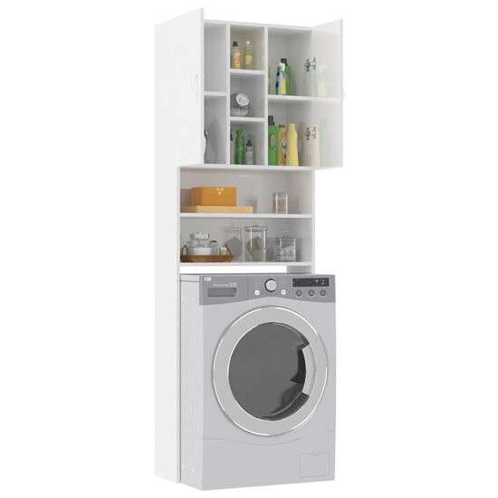 Wasmachinekast 64X25,5X190 Cm Hoogglans wit