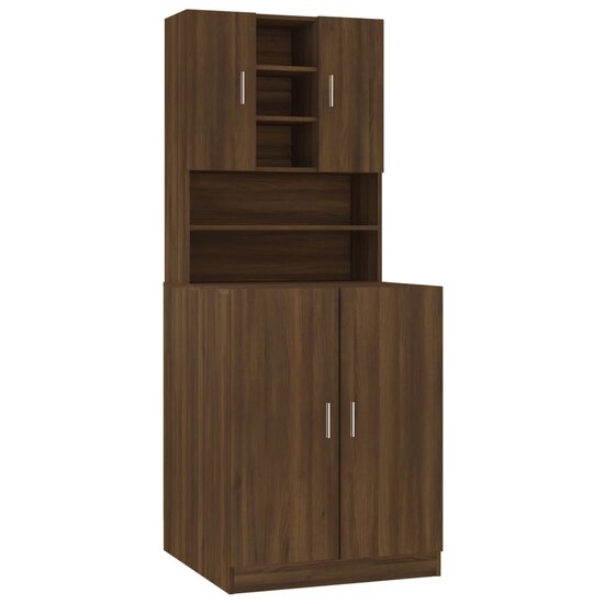 Wasmachinekast bewerkt hout bruin eikenkleur