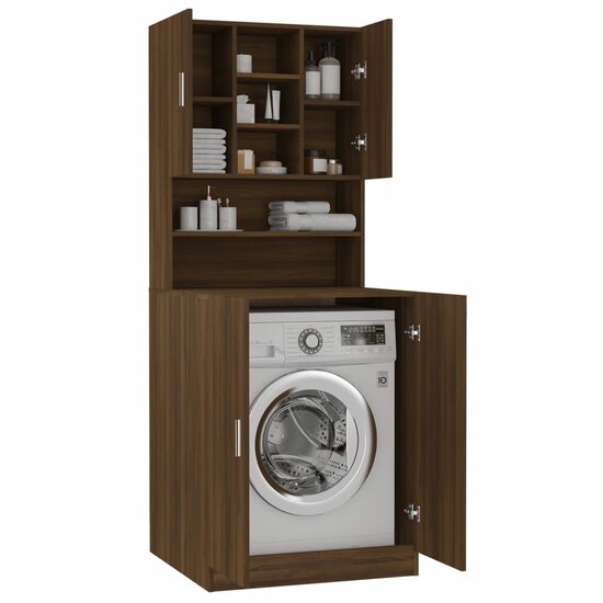 Wasmachinekast bewerkt hout bruin eikenkleur