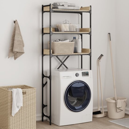 Wasmachinekast 67X25X163 Cm Bewerkt Hout Kleurig Sonoma eiken