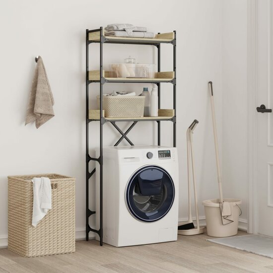 Wasmachinekast 67X25X163 Cm Bewerkt Hout Kleurig Sonoma eiken