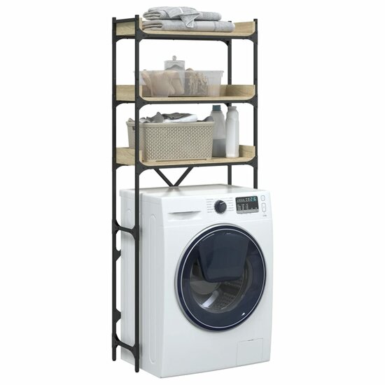 Wasmachinekast 67X25X163 Cm Bewerkt Hout Kleurig Sonoma eiken
