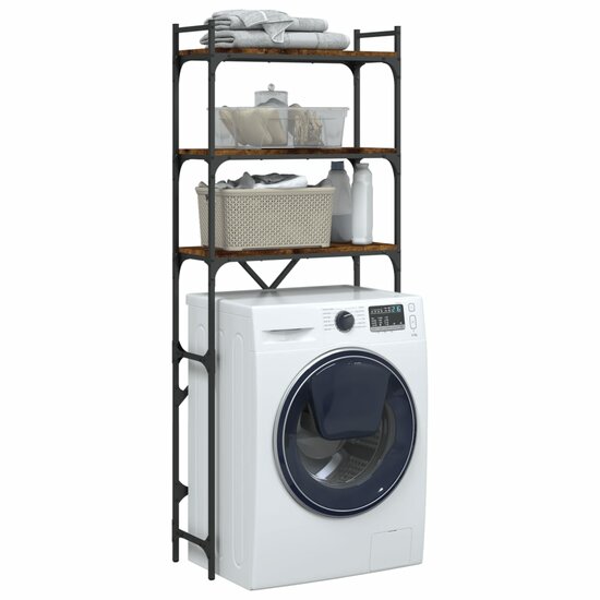 Wasmachinerek 67X25X163 Cm Bewerkt Hout Kleurig Gerookt eiken