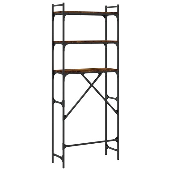 Wasmachinerek 67X25X163 Cm Bewerkt Hout Kleurig Gerookt eiken