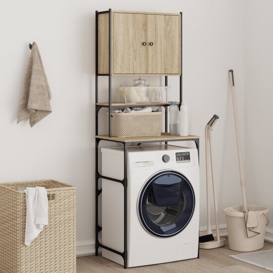 Wasmachinekast 68x48,5x194 cm sonoma eikenkleurig
