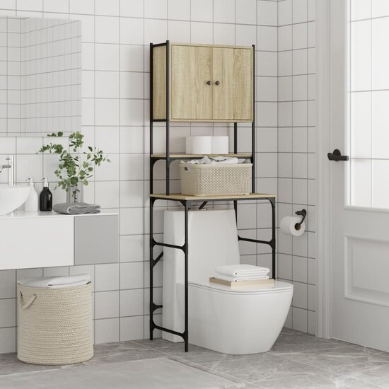 Wasmachinekast 68x48,5x194 cm sonoma eikenkleurig