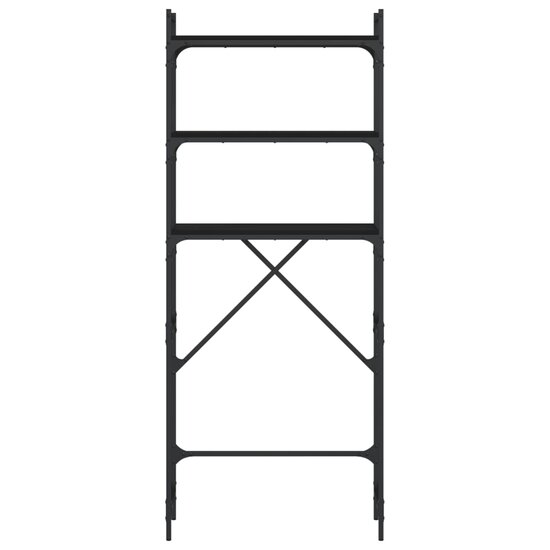 Wasmachinerek 67x25x163 cm bewerkt hout zwart