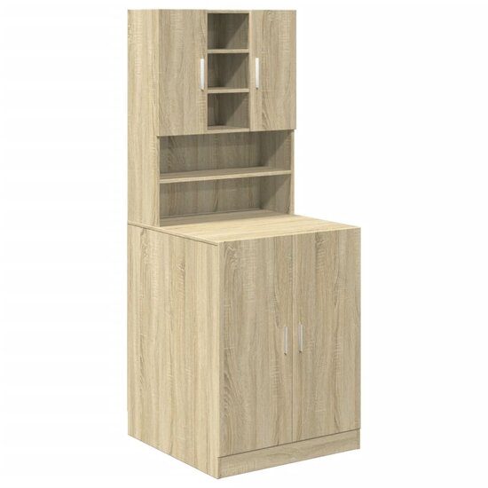 Wasmachinekasten 2 St Bewerkt Hout Kleurig Sonoma eiken