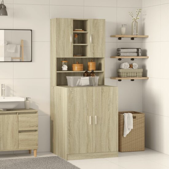 Wasmachinekast 70,5X24X90 Cm Kleurig Sonoma eiken