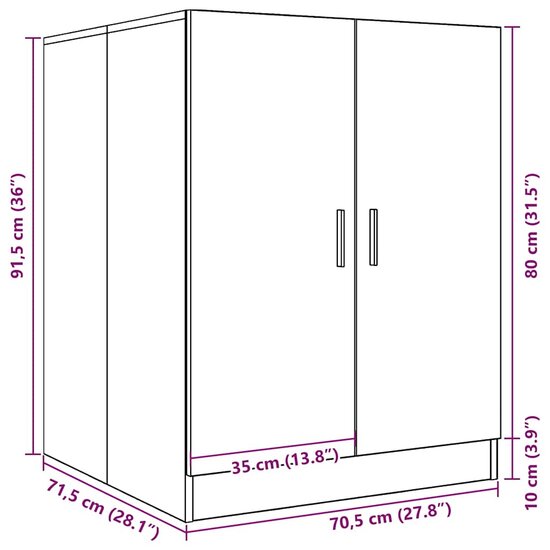 Wasmachinekast 70,5X71,5X91,5 Cm Betongrijs