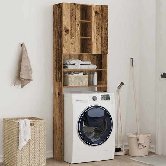 Wasmachinekast 64X25,5X190 Cm Kleurig Oud hout