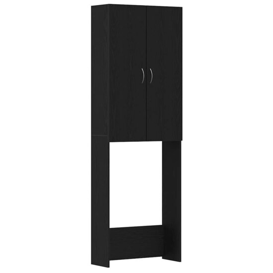 Wasmachinekast 64x25,5x190 cm zwart eikenkleur