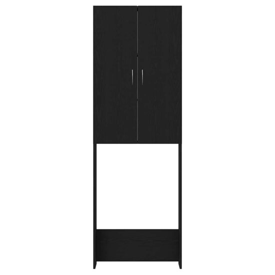Wasmachinekast 64x25,5x190 cm zwart eikenkleur