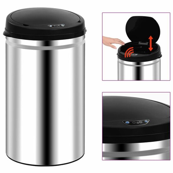 Prullenbak Met Automatische Sensor Roestvrij Staal 40 l Zilver