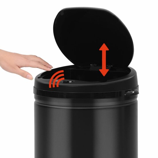 Prullenbak Met Automatische Sensor Koolstofstaal 40 l Zwart