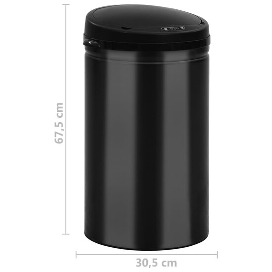 Prullenbak Met Automatische Sensor Koolstofstaal 40 l Zwart
