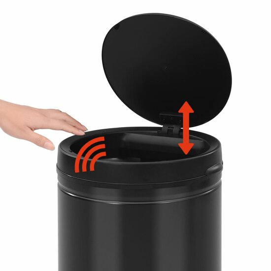 Prullenbak Met Automatische Sensor Koolstofstaal 60 l Zwart