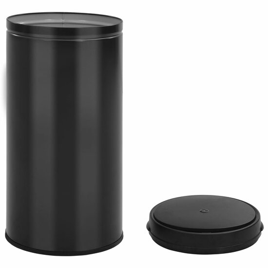 Prullenbak Met Automatische Sensor Koolstofstaal 70 l Zwart
