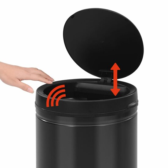 Prullenbak Met Automatische Sensor Koolstofstaal 70 l Zwart