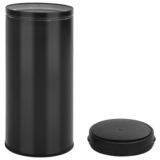 Prullenbak Met Automatische Sensor Koolstofstaal 80 l Zwart